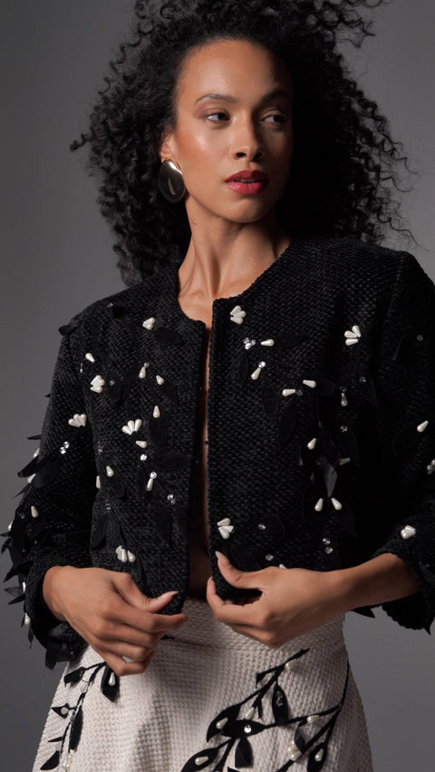 Model wearing handcrafted Ivy Coat