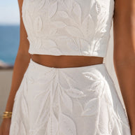 Ensemble deux pièces robe à motif de feuilles